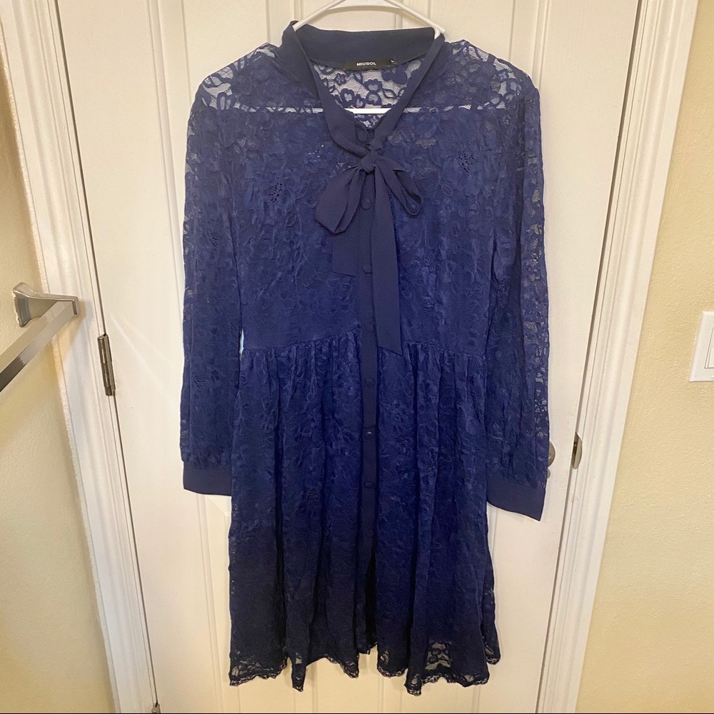 Miusol Blue Lace Vintage Cocktail Dress